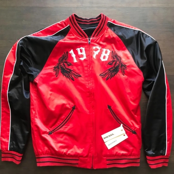 Diesel Reversible Satin Venice Wolf Bomber Jacket Medium - Picture 1 of 4